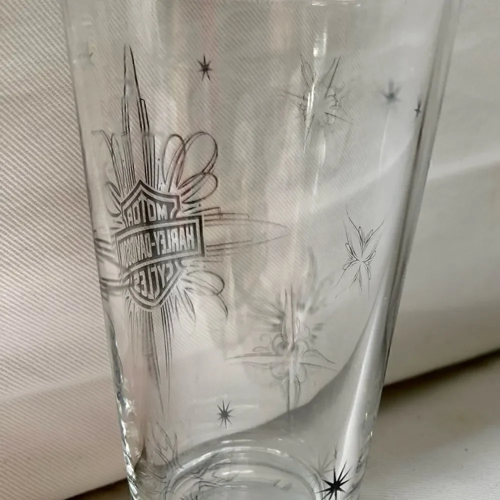 Vintage Harley Davidson Prinstripe Pint Glass Atomic Age Style